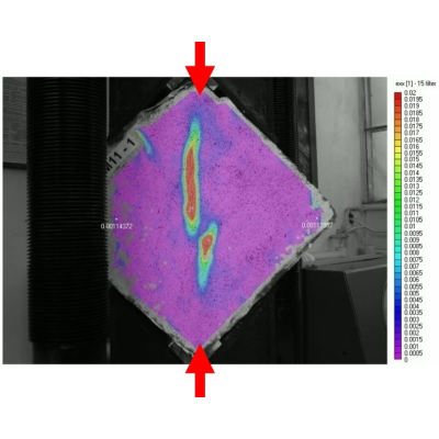 Example for digital image correlation: Strain measurement on a wall