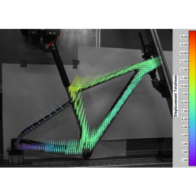 Beispiel für Bildkorrelation DIC: Verformungsmessung an einem Fahrradrahmen