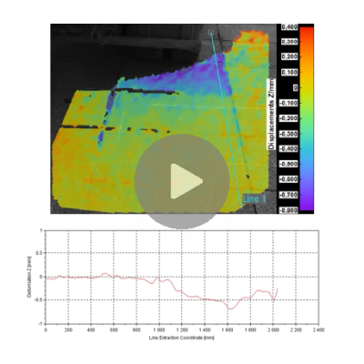 Video shows the DIC deformation measurement of a road due to vehicle load
