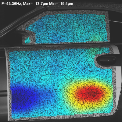 Example for digital image correlation: car body vibration measurement in wind tunnel