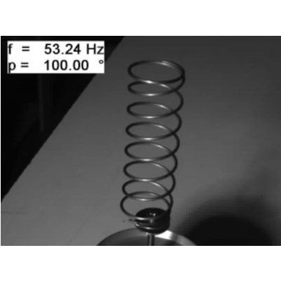 Video with slow motion visualisation of vibrating spring